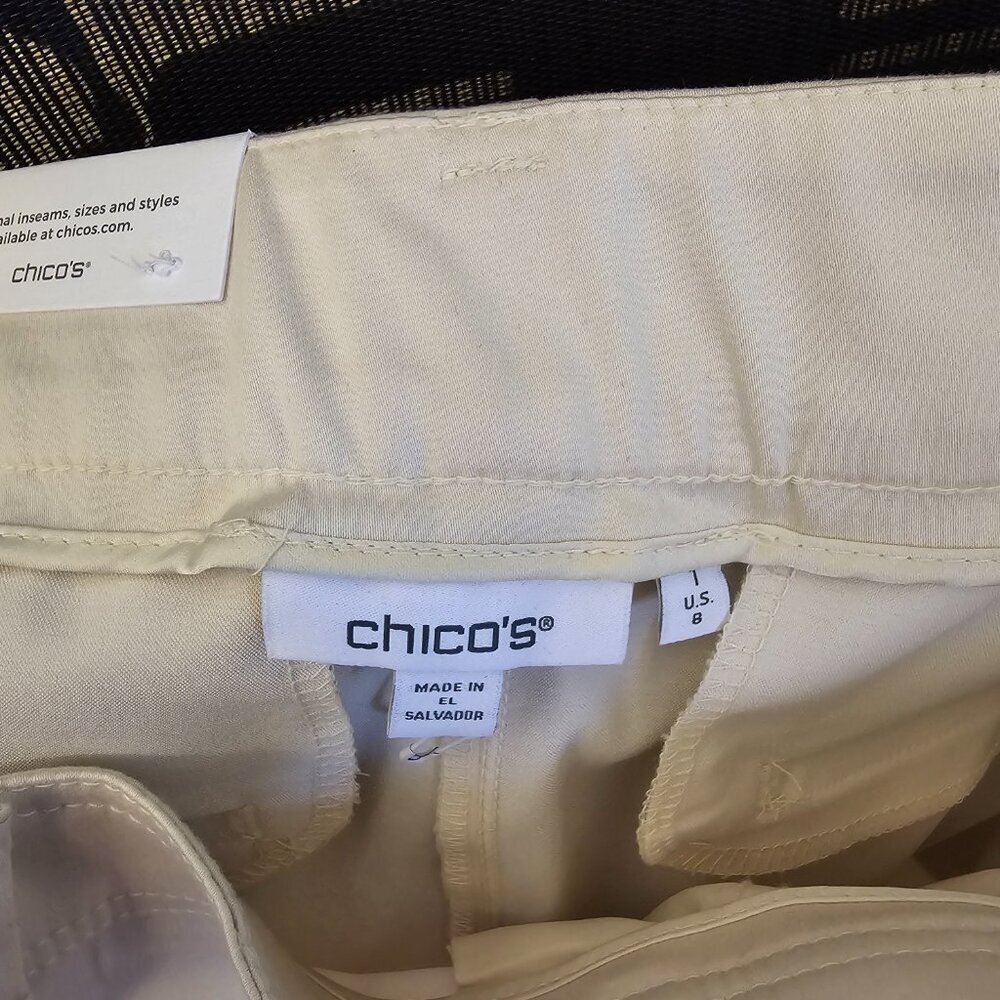 Chico's Cotton Blend Wide Leg Crops, Size 1 (US 8R), Natural Cream, NWOT - Picture 5 of 9